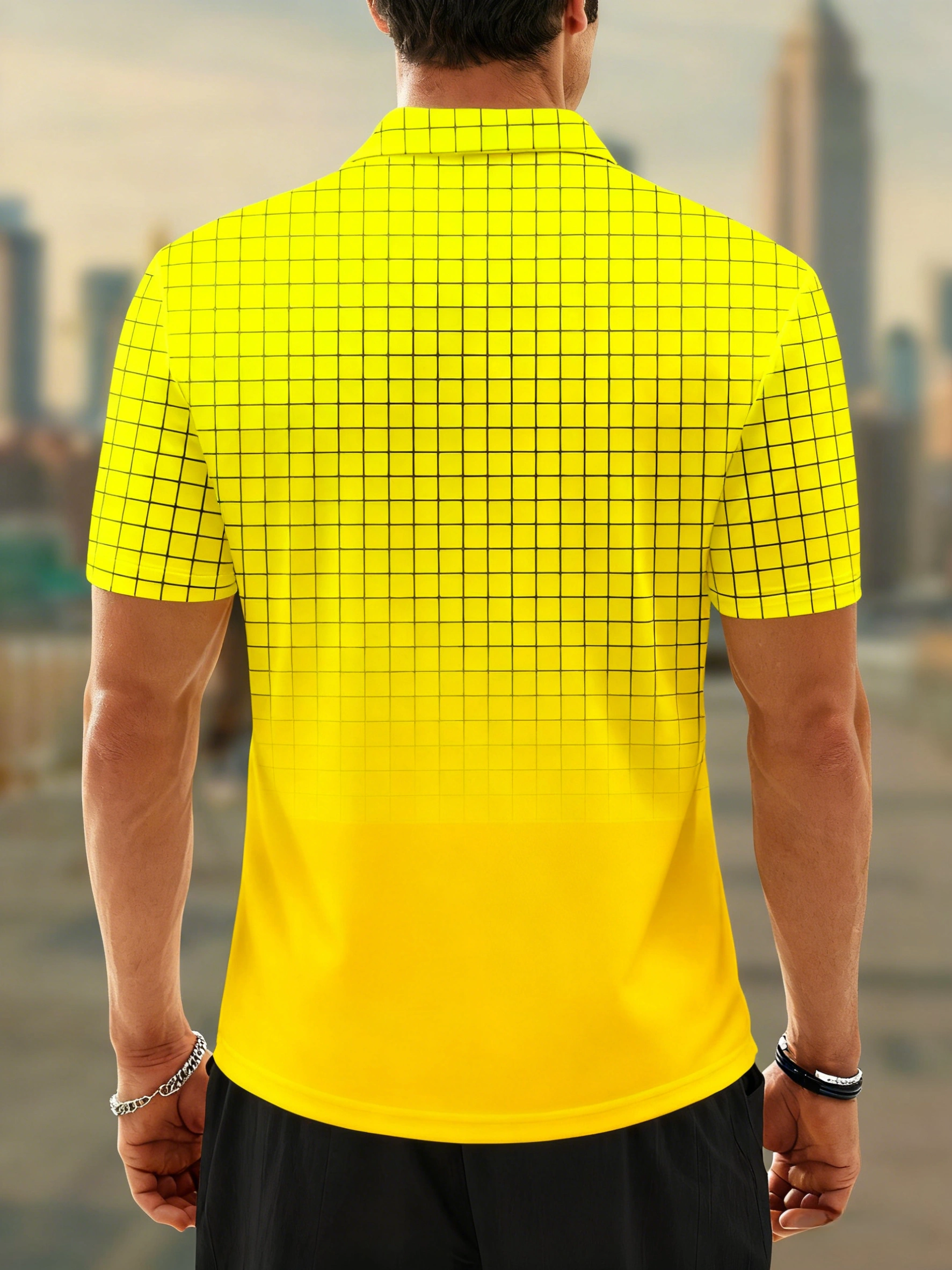Moisture wicking golf polo 3D Gradient Color Abstract Geometric Polo