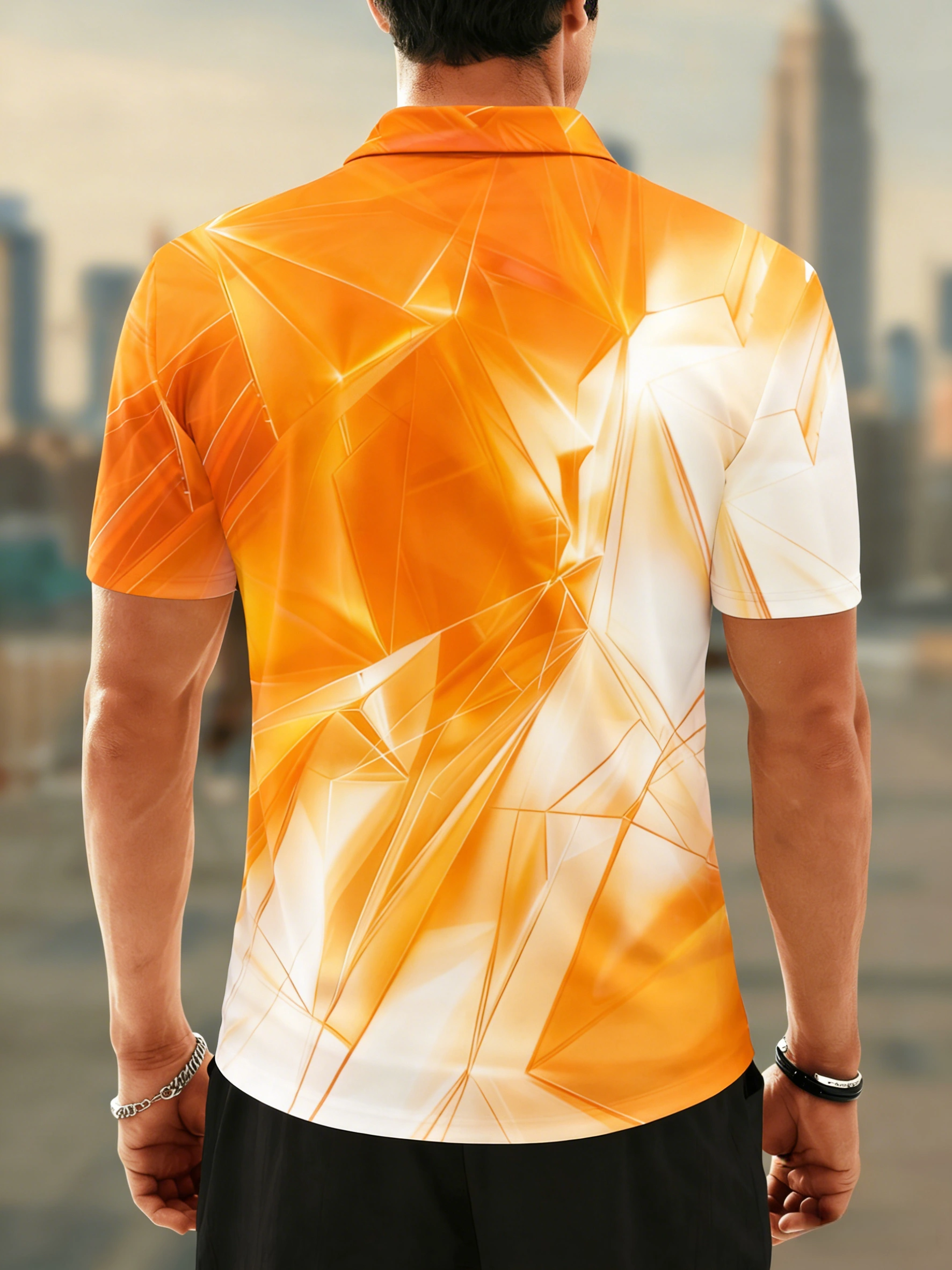 Moisture Wicking Golf Polo 3D Gradient Color Abstract Geometry Polo