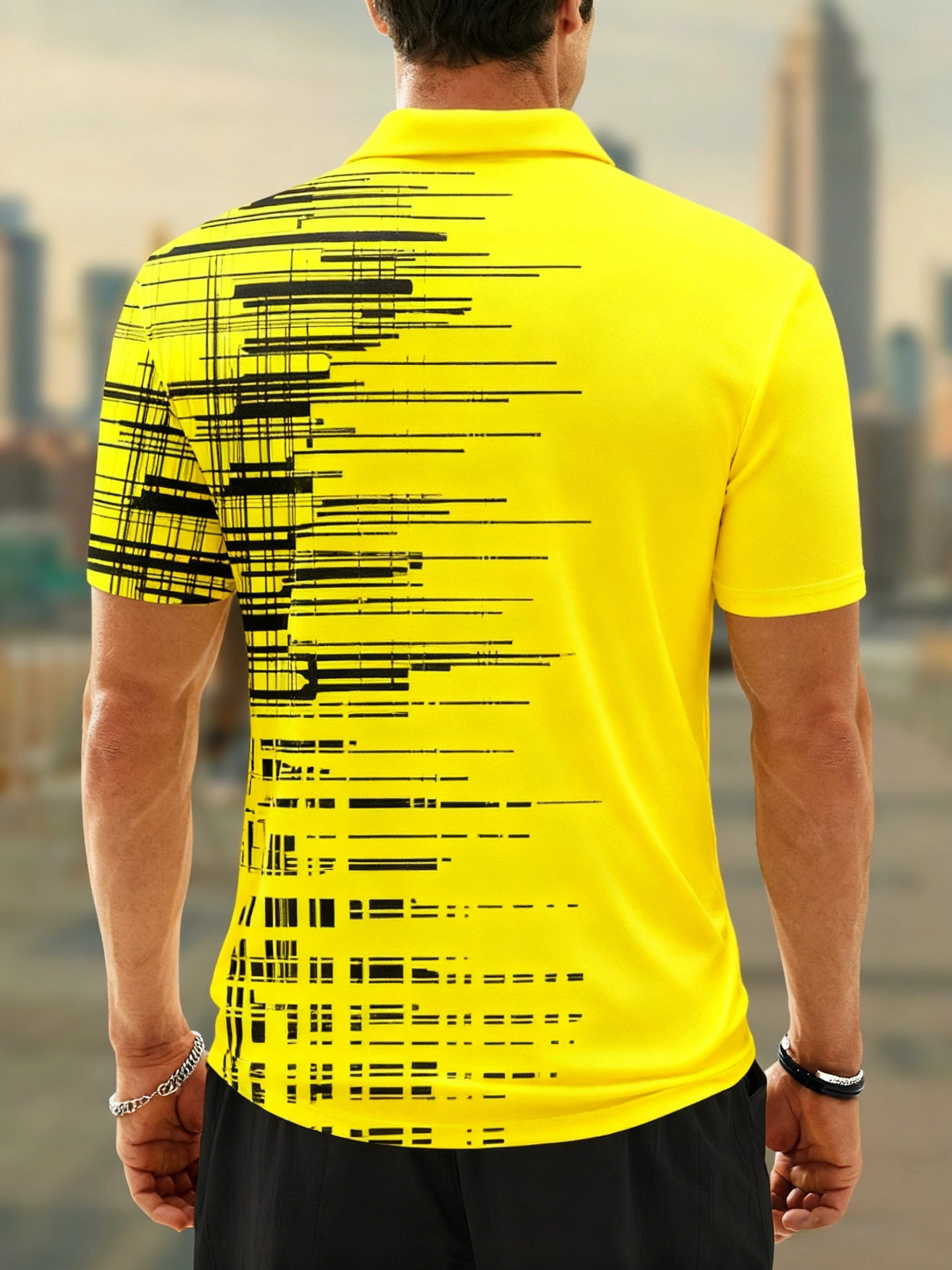 Moisture Wicking Golf Polo 3D Gradient Abstract Stripes Polo