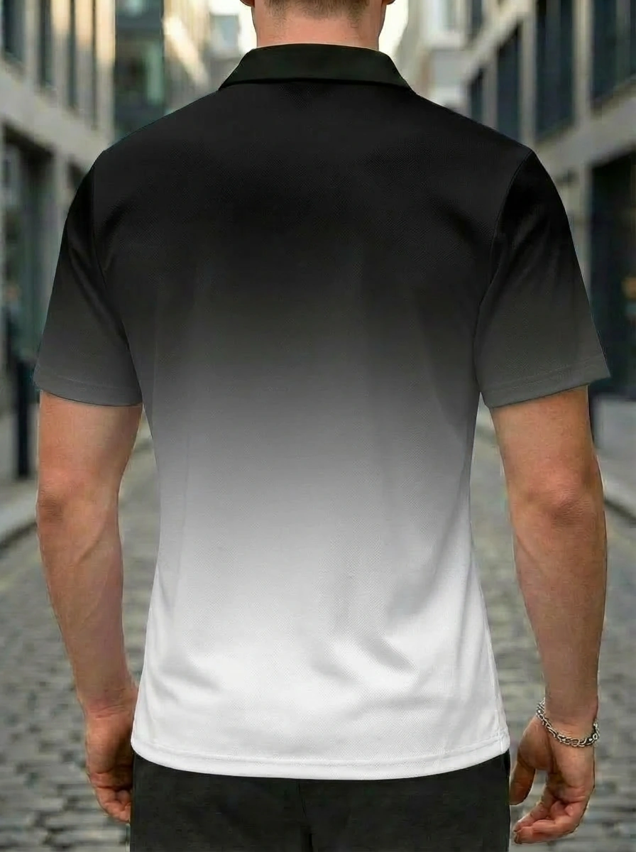 Moisture-wicking Black White Ombre 