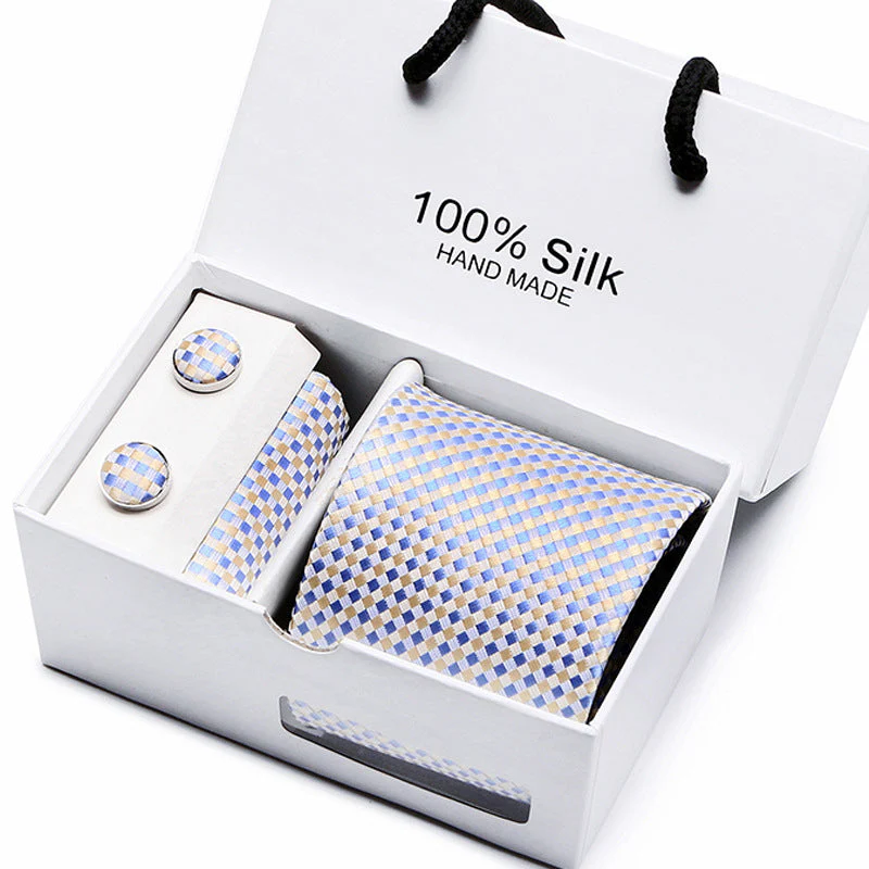 New Business Handmade Tie Pocket Square Cufflinks Sets-SB03