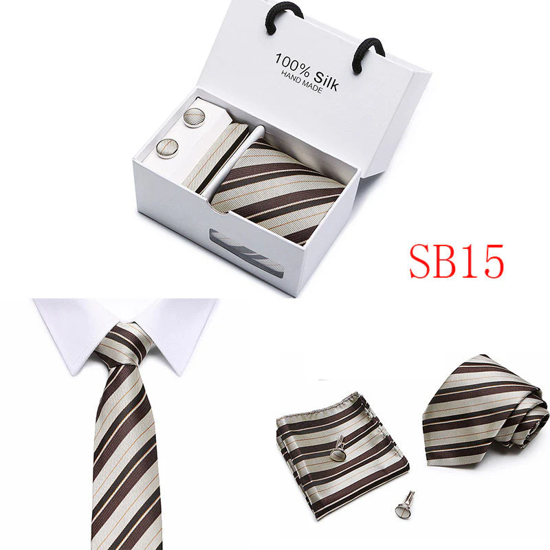 New Business Handmade Tie Pocket Square Cufflinks Sets-SB15