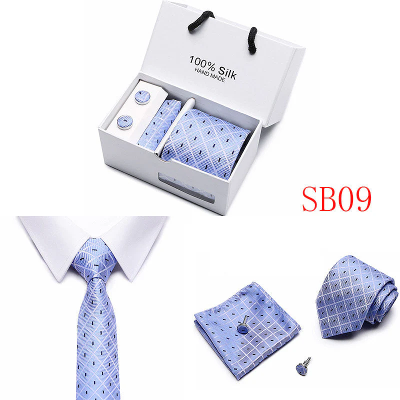 New Business Handmade Tie Pocket Square Cufflinks Sets-SB09