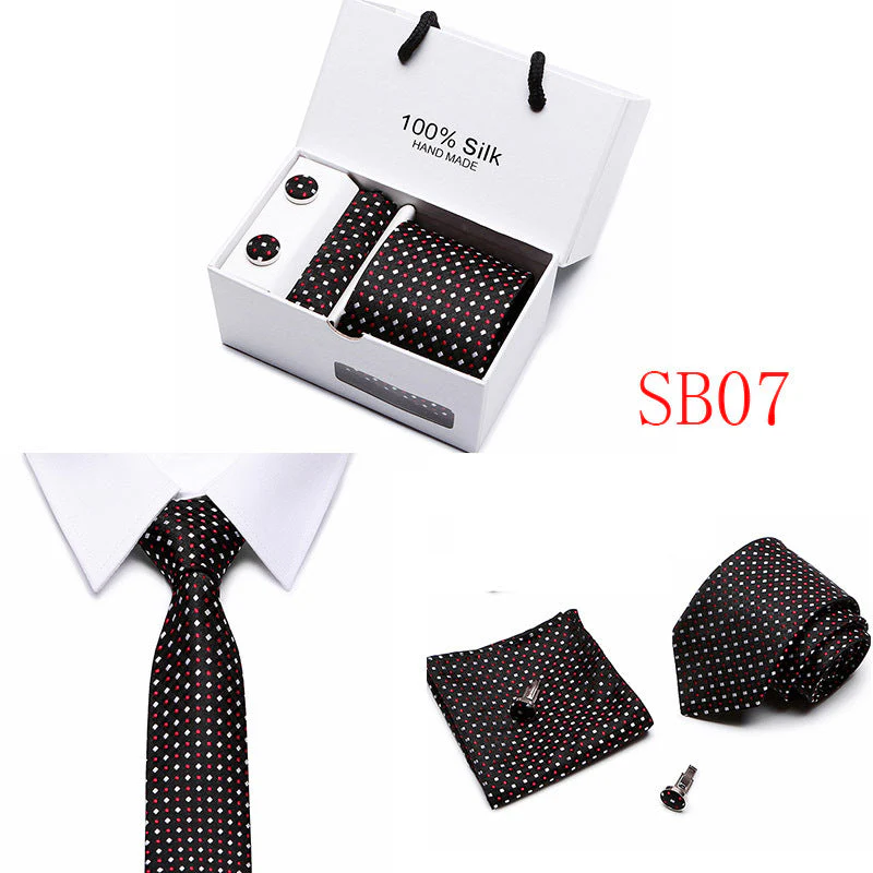 New Business Handmade Tie Pocket Square Cufflinks Sets-SB07