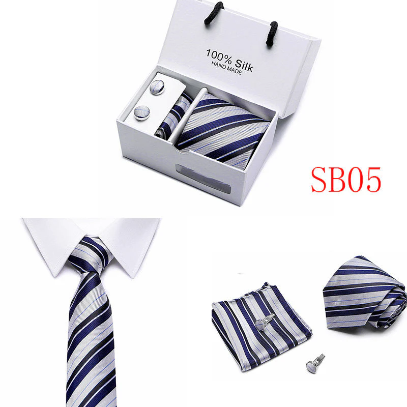 New Business Handmade Tie Pocket Square Cufflinks Sets-SB05