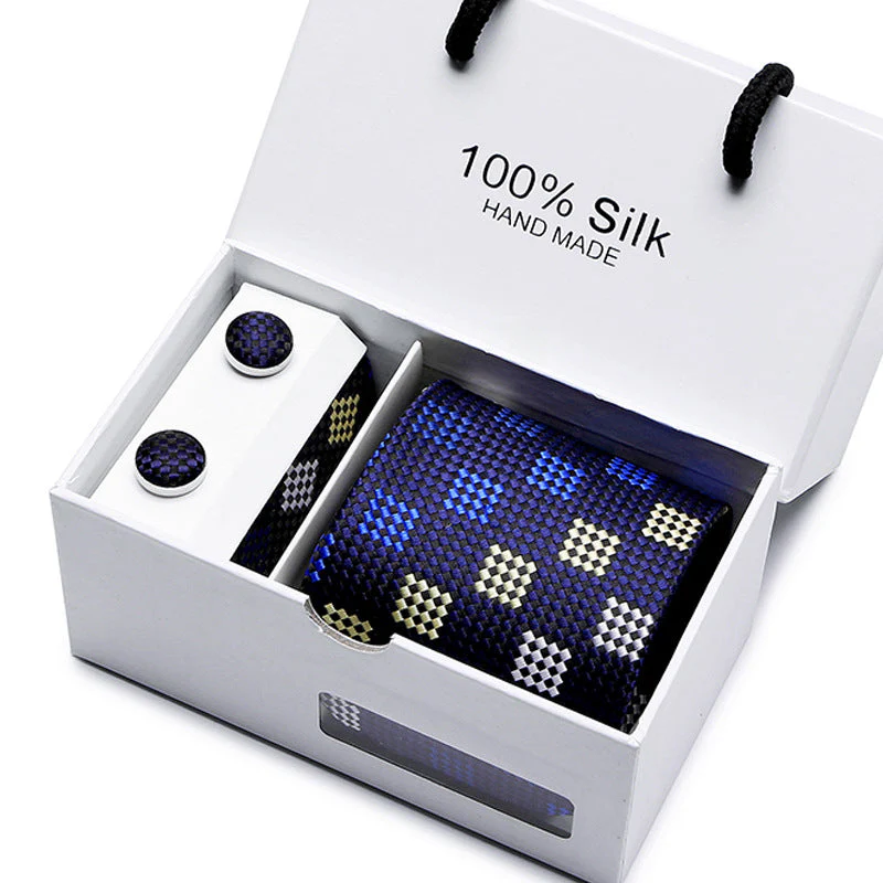 New Business Handmade Tie Pocket Square Cufflinks Sets-SB02