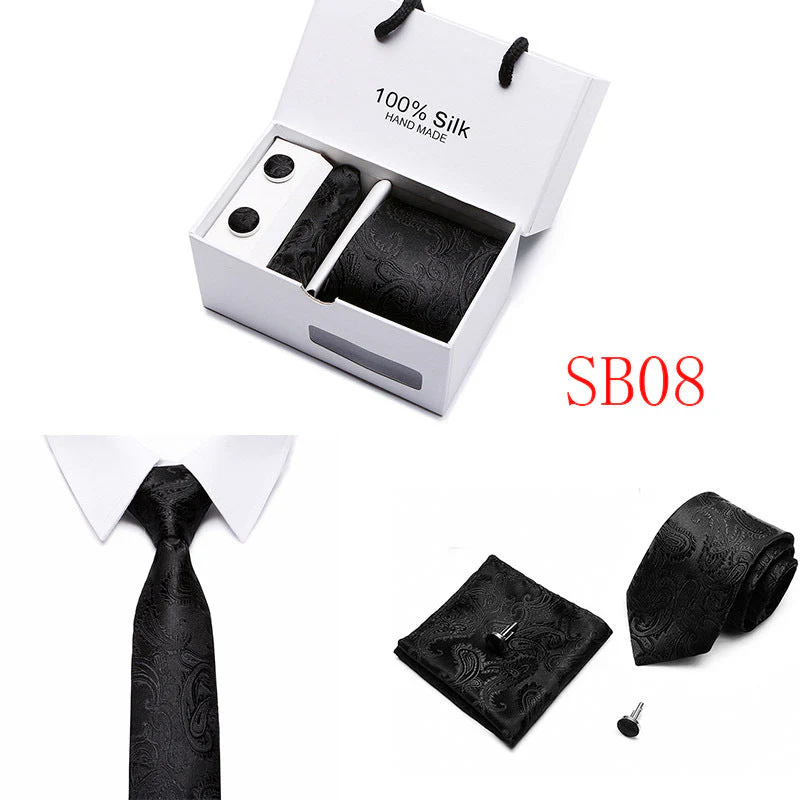 New Business Handmade Tie Pocket Square Cufflinks Sets-SB08