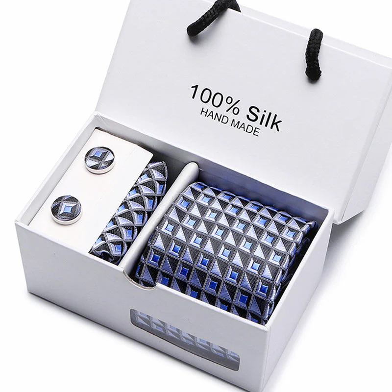 New Business Handmade Tie Pocket Square Cufflinks Sets-SB06