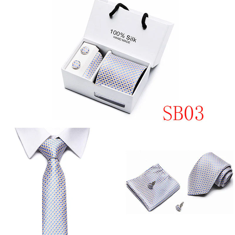 New Business Handmade Tie Pocket Square Cufflinks Sets-SB03