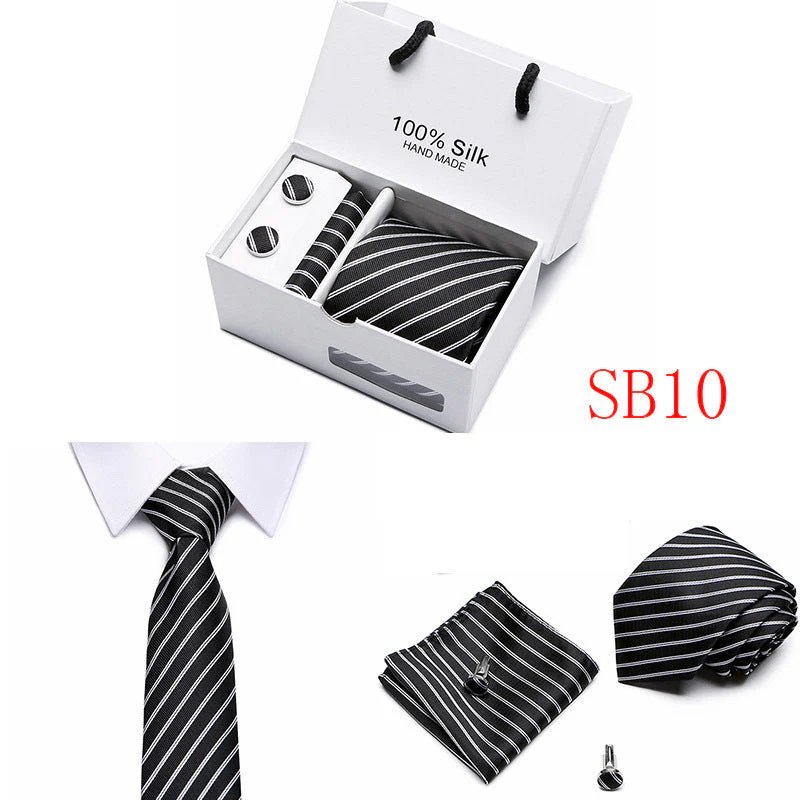 New Business Handmade Tie Pocket Square Cufflinks Sets-SB10