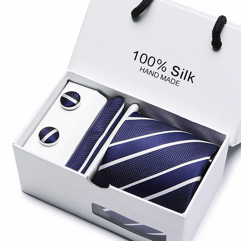 New Business Handmade Tie Pocket Square Cufflinks Sets-SB04
