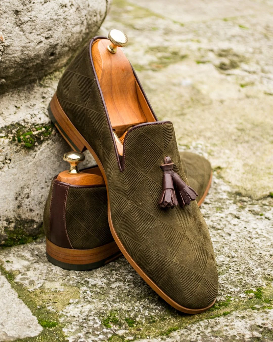 Light Green Tassels Decorated Men Loafers