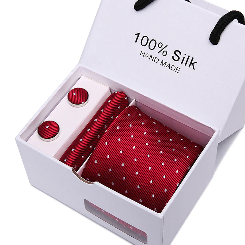 New Business Handmade Tie Pocket Square Cufflinks Sets-SB61