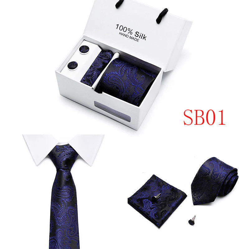New Business Handmade Tie Pocket Square Cufflinks Sets-SB01
