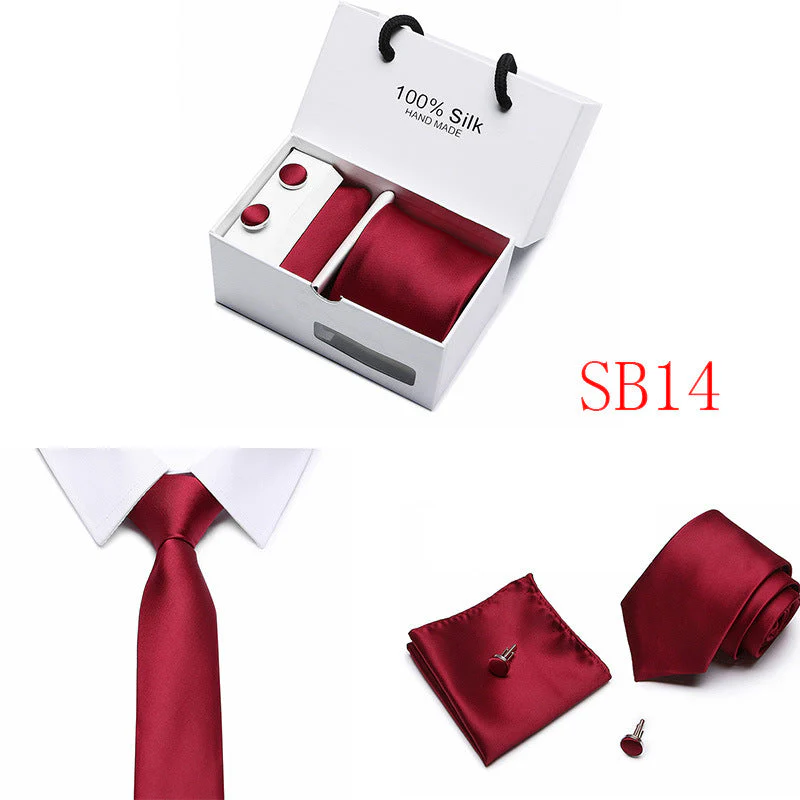 New Business Handmade Tie Pocket Square Cufflinks Sets-SB14