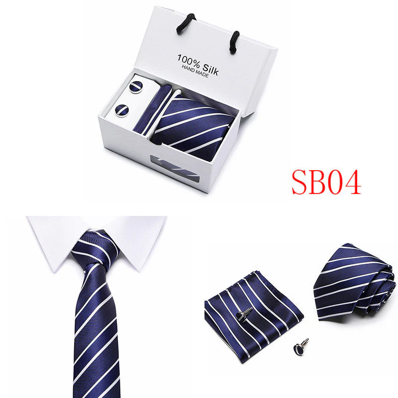New Business Handmade Tie Pocket Square Cufflinks Sets-SB04