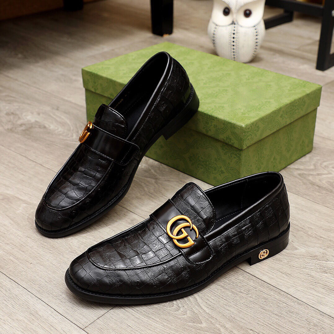 Black fashion men's leather shoes