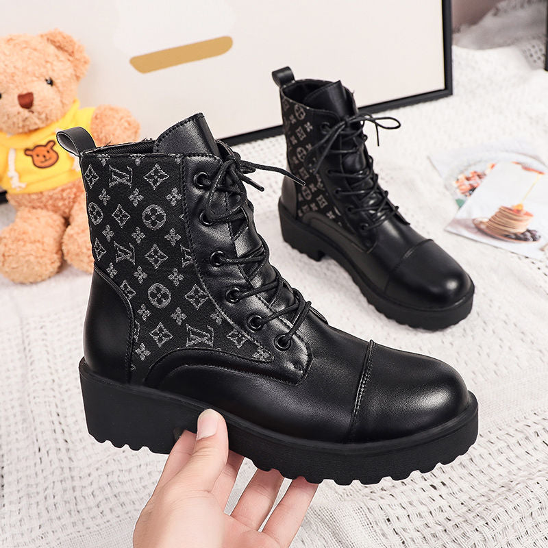 Black Platform Lace-Up Boots