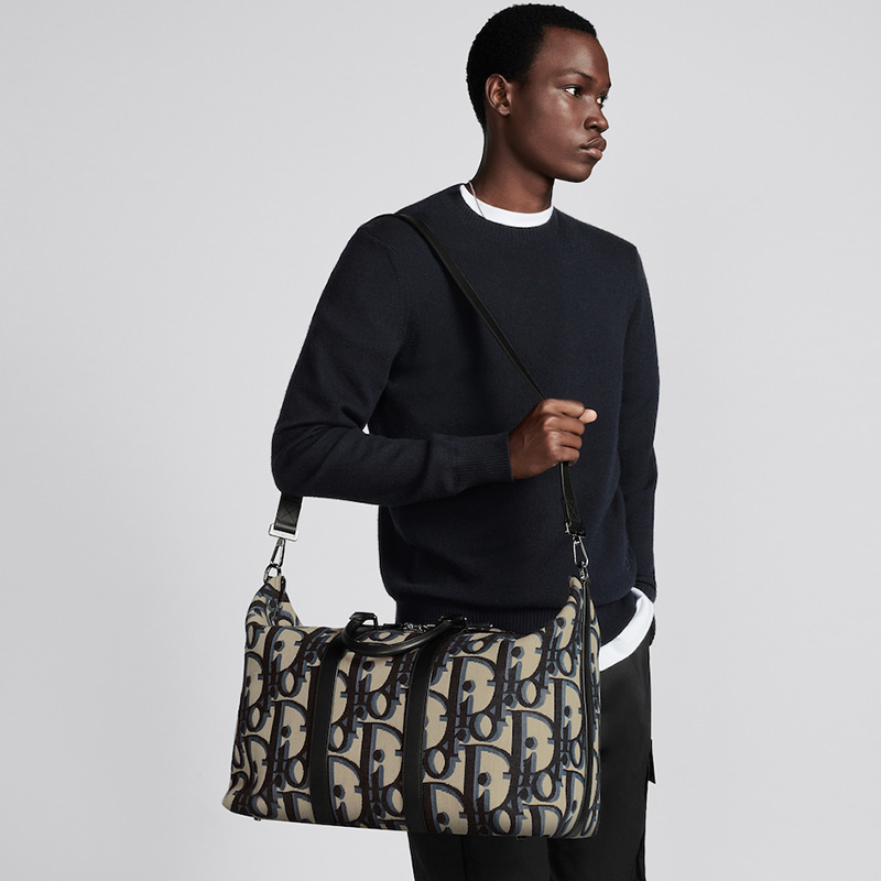 Weekender 40 Beige and Black Maxi Dior Oblique Jacquard