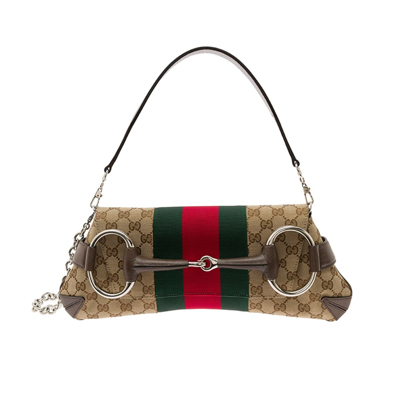 Horsebit embellished webbing-trimmed canvas-jacquard tote