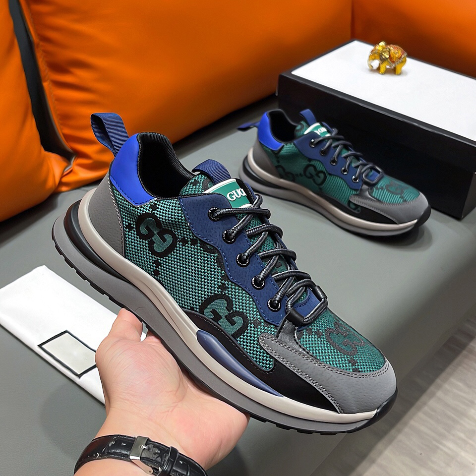 Men's Brand Green Letter Sneakers