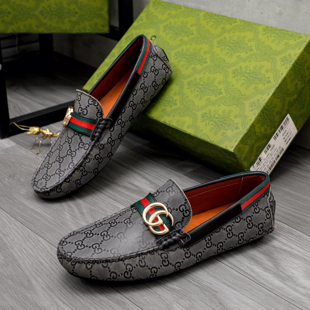 New fashion gray classic old flower luxury big logo loafers