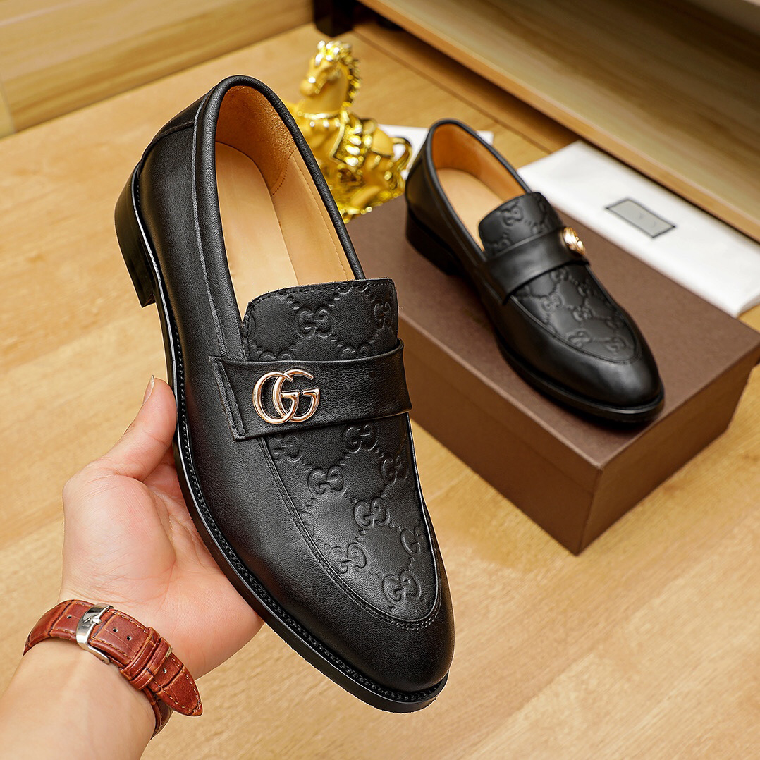 New double logo letters pattern formal dress slip on shoes