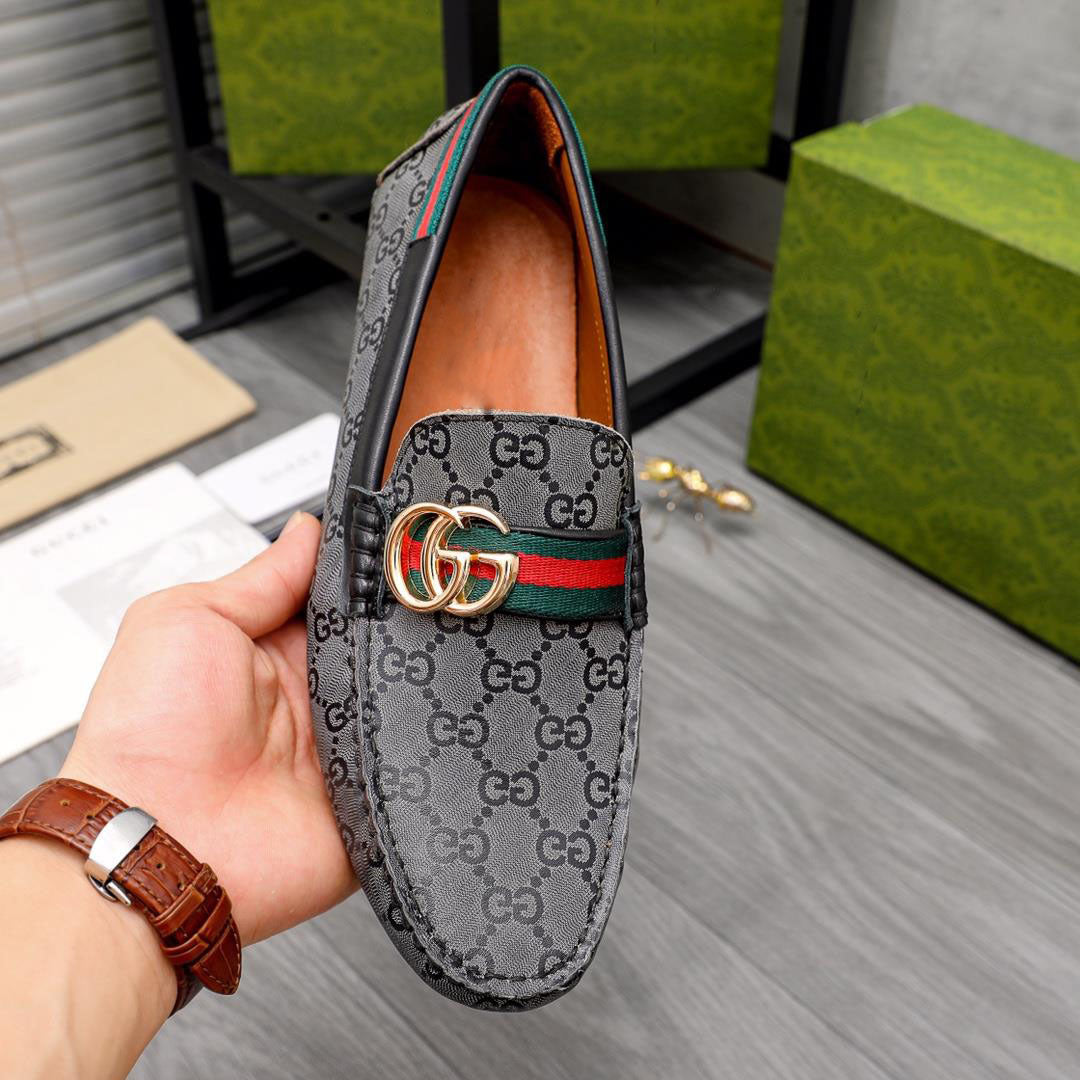 New fashion gray classic old flower luxury big logo loafers
