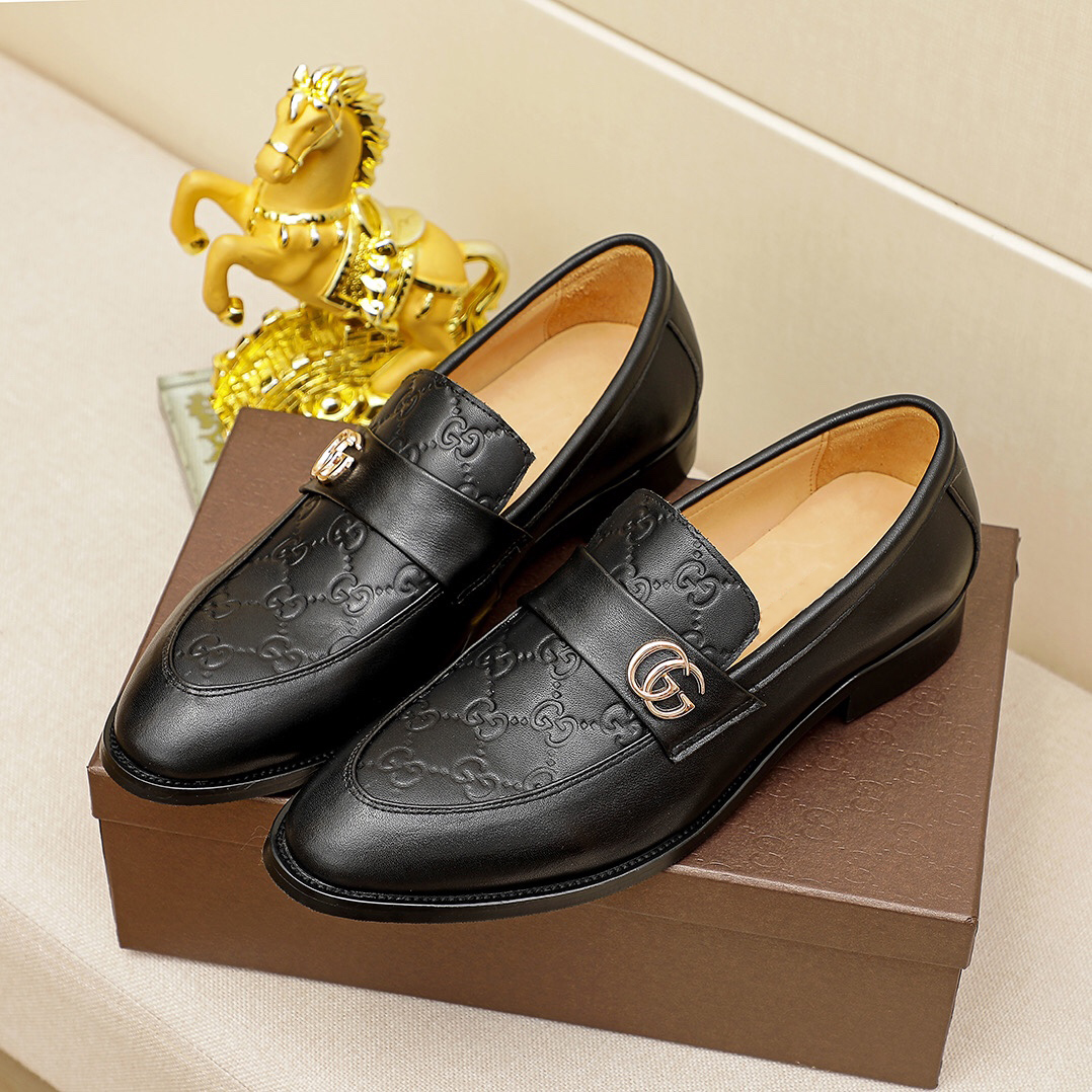 New double logo letters pattern formal dress slip on shoes