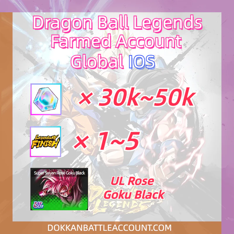 [ Global | IOS] Dragon Ball Legends Farmed Account with 30k~45k Crystals+UL Goku Black
