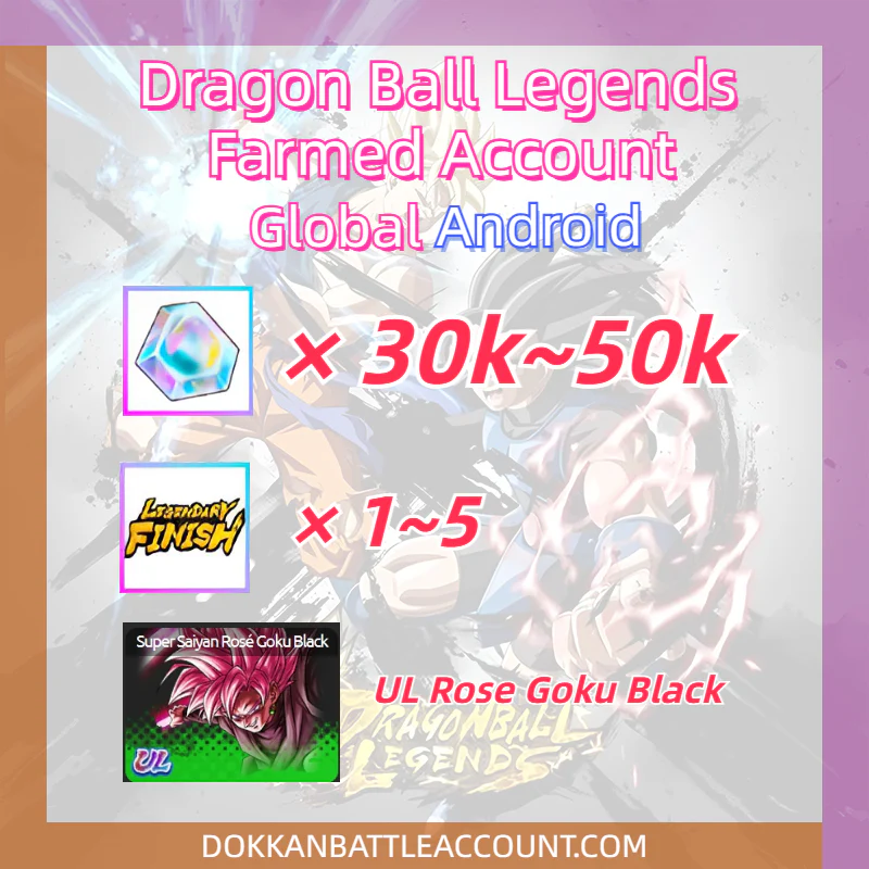 [ Global | Android] Dragon Ball Legends Farmed Account with 30k~45k Crystals+UL Goku Black