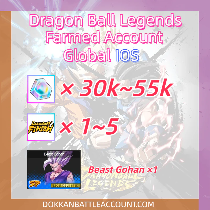 [ Global | IOS ] Dragon Ball Legends Farmed Account 30k~55k Crystals with Beast Gohan