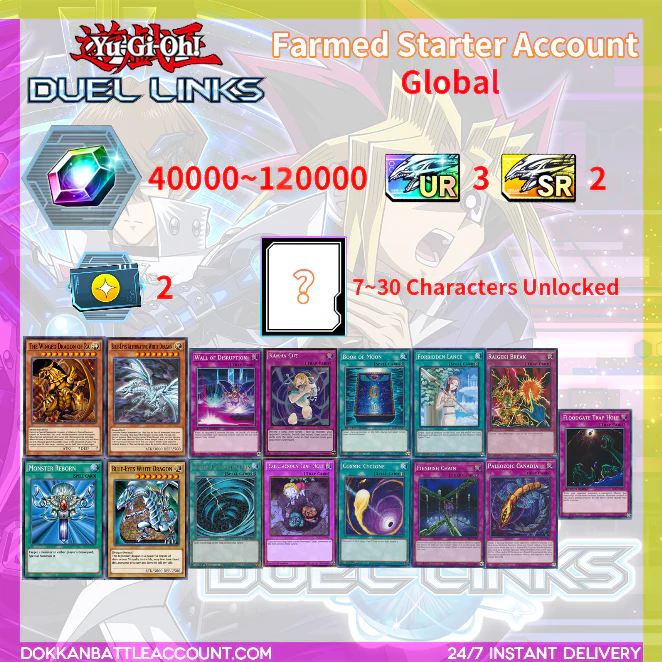 [Global ] Yu-Gi-Oh! Duel Links 40,000-120,000 Gems Starter Account Yu Gi Oh