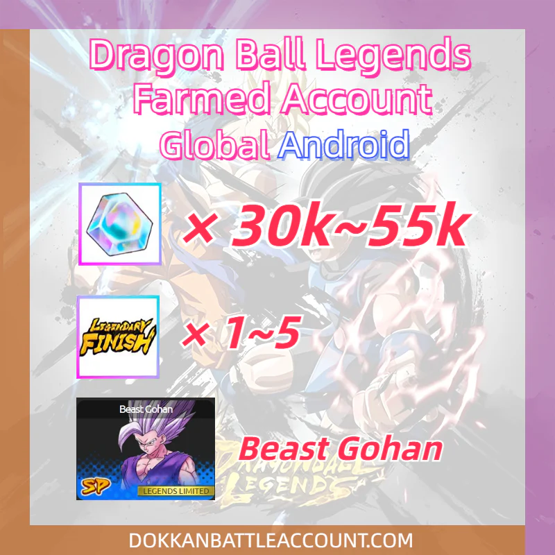 [ Global | Android ] Dragon Ball Legends DBL Farmed Account with 30k~45k Crystals Beast Gohan