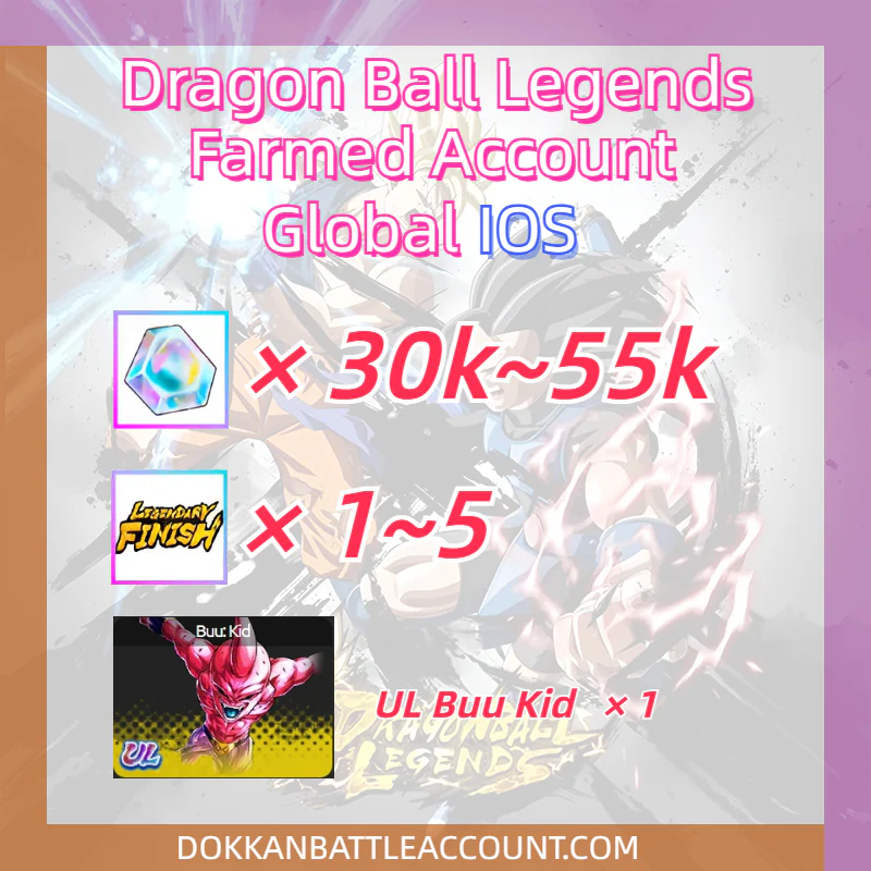 [ Global | IOS ] Dragon Ball Legends Farmed Account with 30k~55K Gems UL Buu Kid