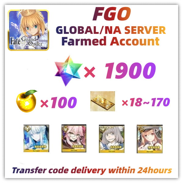 [NA] FGO Fate Grand Order Farmed Account 1900+ Quartz With Morgan+Oberon+Koyanskaya of Light+Artoria Caster