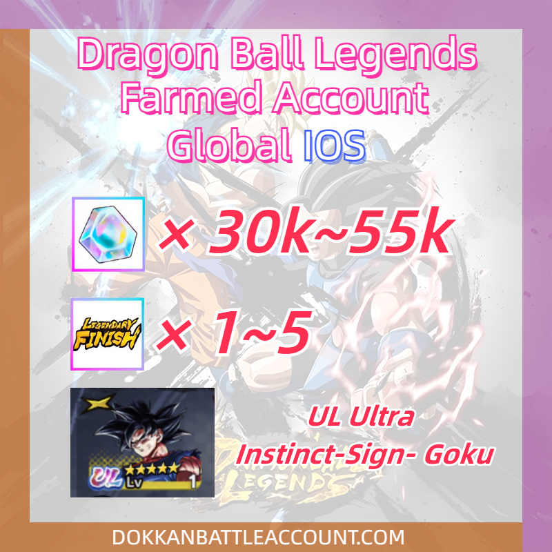 [ Global | IOS ] Dragon Ball Legends Farmed Account 30k~55k Crystals with Ultra Instinct -Sign- Goku