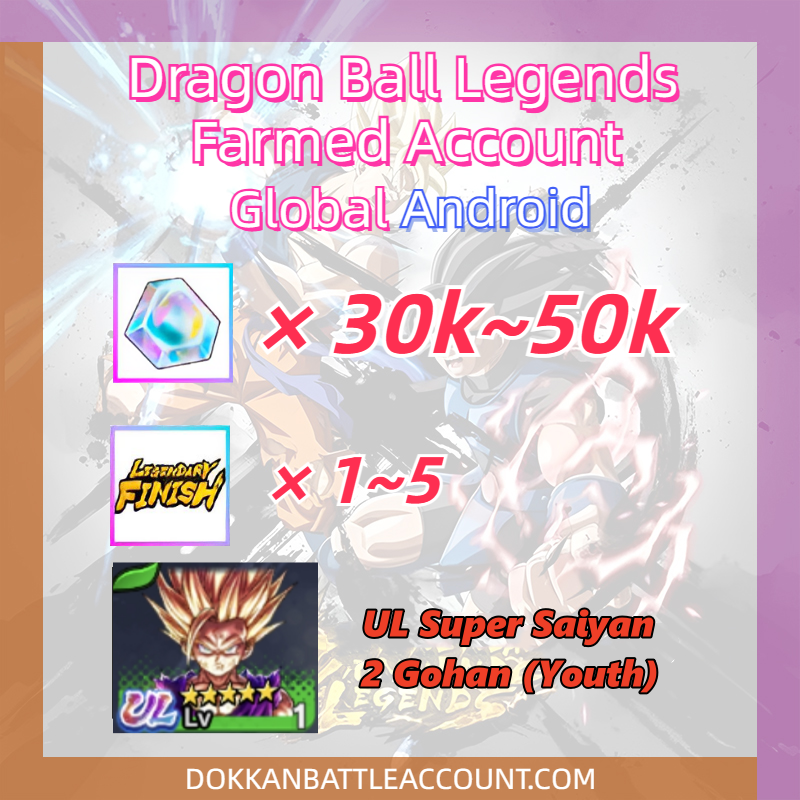 [ Global | Android ] Dragon Ball Legends Farmed Account with 40k~45k+ Crystals UL Super Saiyan 2 Gohan (Youth)