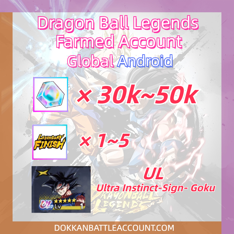 [ Global | Android ] Dragon Ball Legends Farmed Account with 45k+ Crystals Ultra Instinct -Sign- Goku