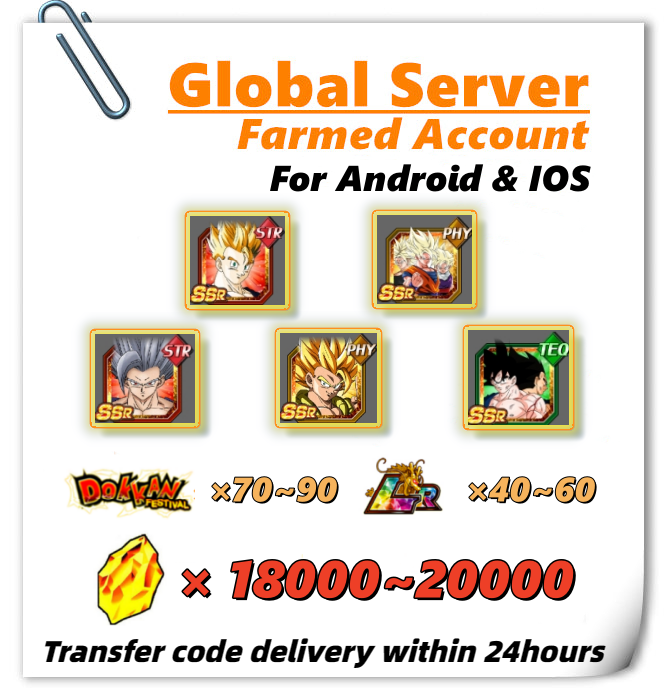 [Global] Dokkan Battle Farmed Account 18000+ DS Movie Heroes Team  (very popular) With 40 LR  for Android or IOS