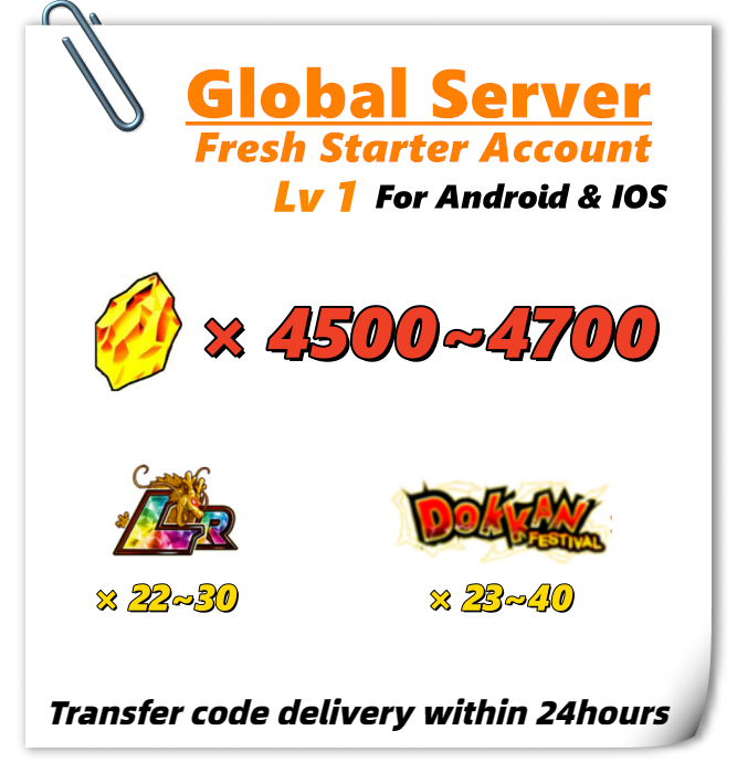 [Global] Dokkan Battle Fresh Account 4500 DS + 22 LRs For IOS or Android