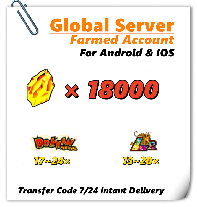 [Global] Dokkan Battle Farmed Account 18000+ DS With 13 LR for Android or IOS