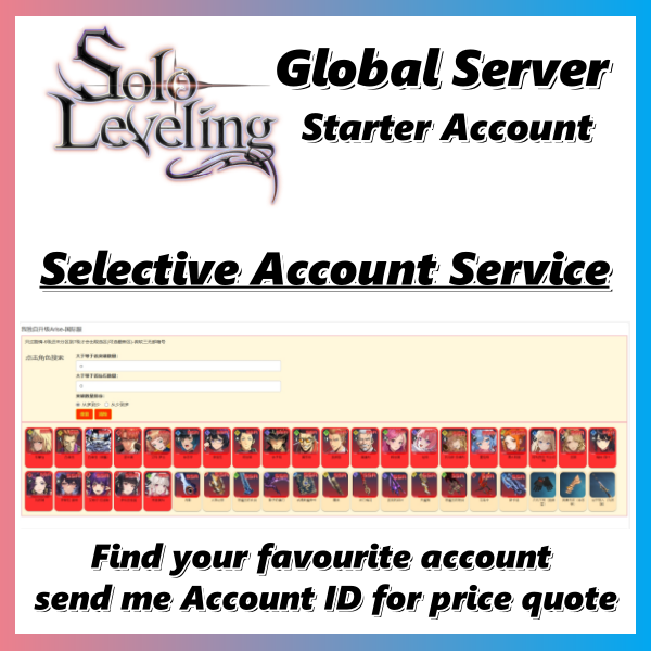 Solo Leveling Starter Account 10000+ Accounts Selective Service