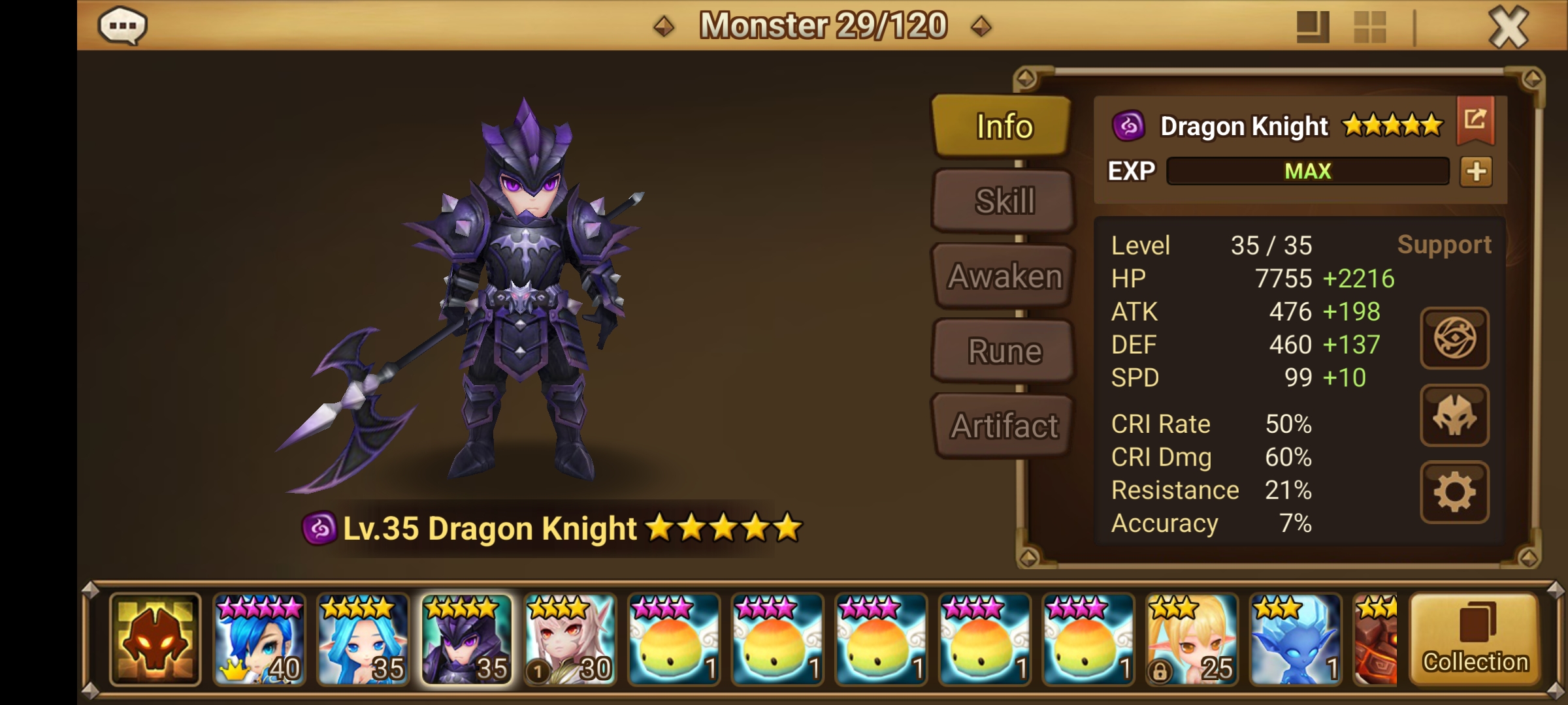 [Global] Summoners War Ragdoll Dark Dragon Knight Account with 10-Year Special Scroll*50 | Light&Darkness Scrolls *7 | No Email