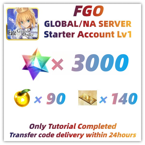 [NA] FGO Starter Account 3000 SQ+ 150 Golden Apples+170 Summon Tickets Fate Grand Order