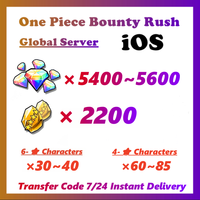 [Global] One Piece Bounty Rush OPBR 5400+ Gems 2200 gold fragments Starter Account For IOS