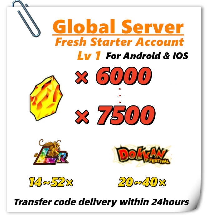 [Global] Dokkan Battle Fresh Account 6000 DS + 14 LRs For Android or IOS