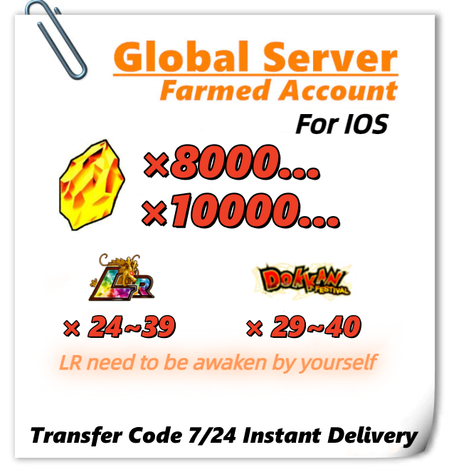 [Instant Delivery][Global] Dokkan Battle Farmed Account 8000|9000|10000 DS for IOS ONLY