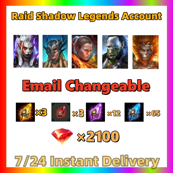 Raid shadow legends starter account with 3 Sacred Shard Super resources reroll account with Changeable Email!