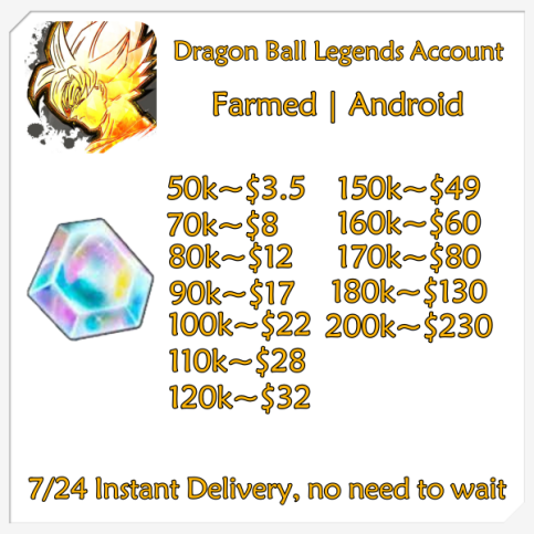 COMPTE DRAGON BALL LEGENDS + 13 000 cristaux EUR 60,00 - FR